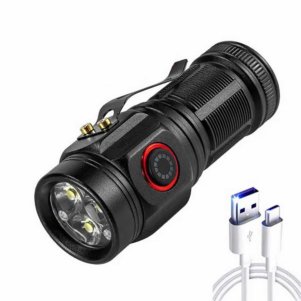 Rechargeable mini tactical LED flashlight – metal body with pen clip