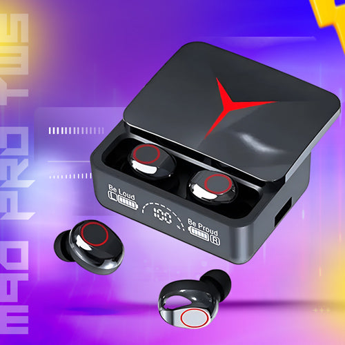 M90 Pro TWS wireless earbuds – charging case with LED display