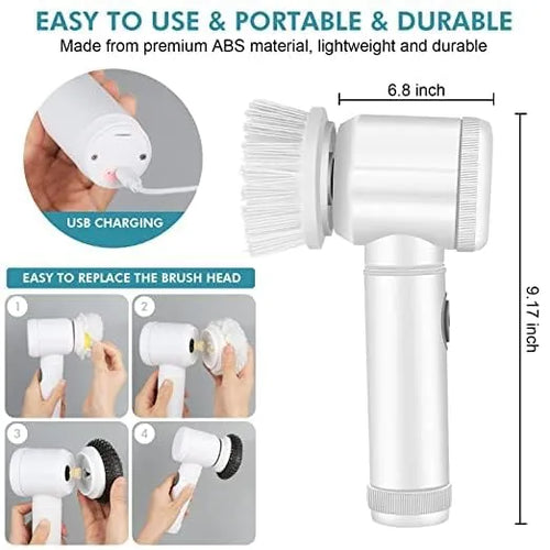 5-in-1 electric cleaning brush – interchangeable brush heads