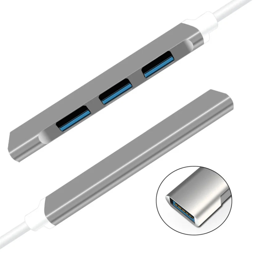 4-in-1 Metal USB Hub – USB 3.0 & USB 2.0